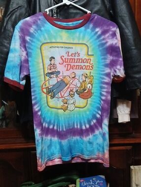 Black Matter Multicolor Tie-Dye Ringer Tee with Burgundy Trim,mens Sz.S